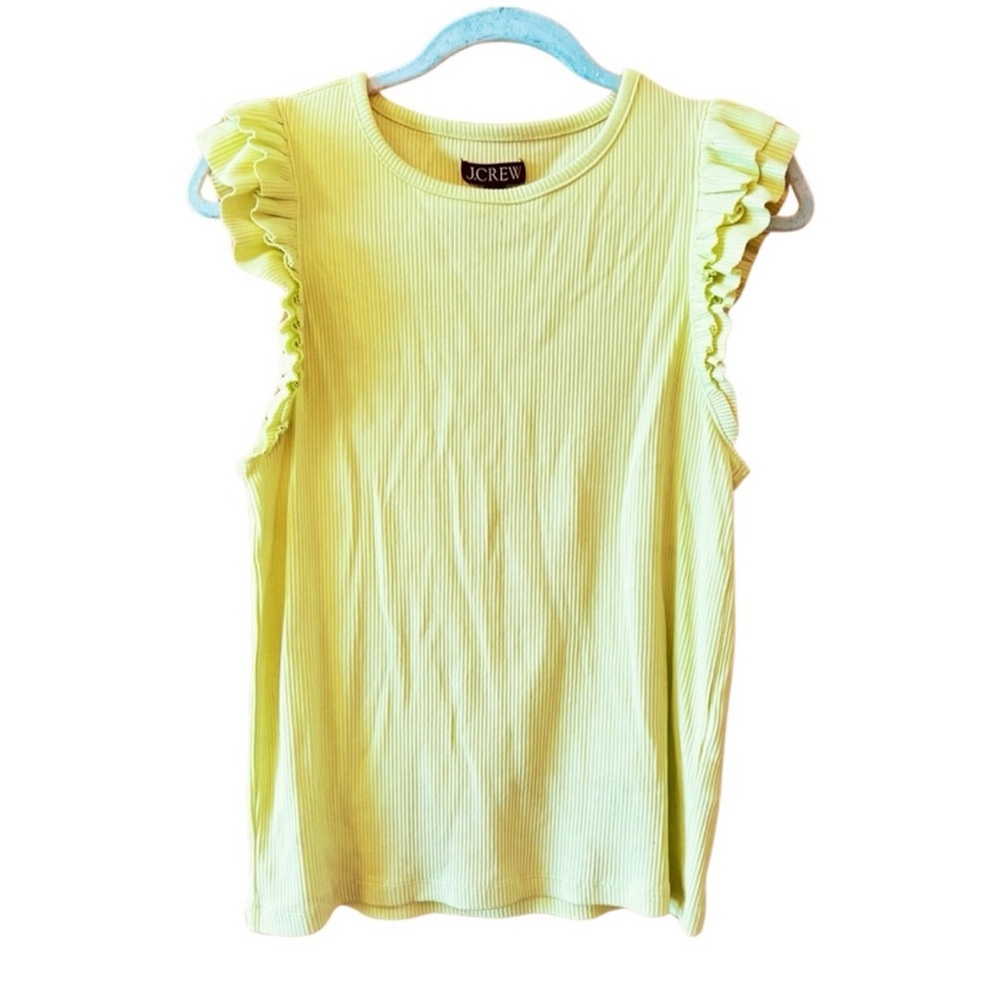 J Crew neon yellow Ruffle Sleeve Tank